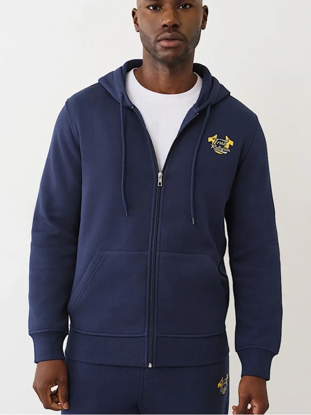 True Religion TR Script Oval Graphic Buddha Zip Hoodie NWT Size M